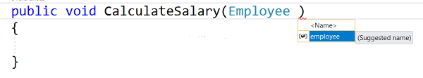 پیشنهاد نام پارامتر در vs